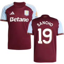 SANCHO #19 Aston Villa Home Fans Soccer Jersey 2025/26 (UCL Font 欧冠字体 )