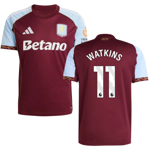 WATKINS #11 Aston Villa Home Fans Soccer Jersey 2025/26 (League Font 联赛字体 )