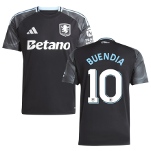 BUENDIA #10 Aston Villa Away Black Fans Soccer Jersey 2025/26 (UCL Font 欧冠字体 )