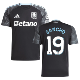 SANCHO #19 Aston Villa Away Black Fans Soccer Jersey 2025/26 (UCL Font 欧冠字体 )