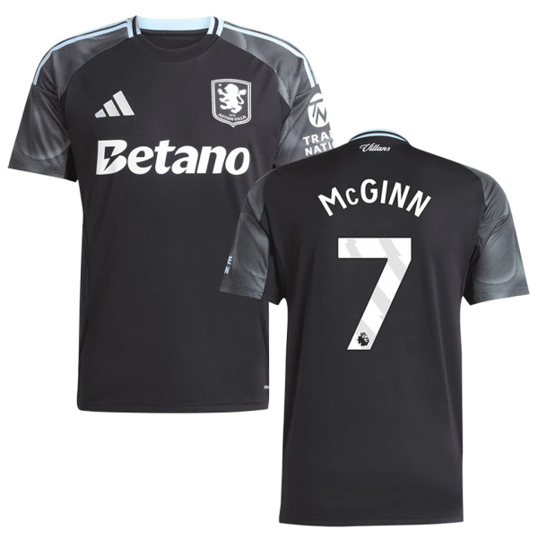 McGINN #7 Aston Villa Away Black Fans Soccer Jersey 2025/26 (League Font 联赛字体 )