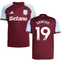 SANCHO #19 Aston Villa Home Fans Soccer Jersey 2025/26 (League Font 联赛字体 )