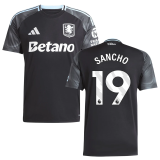 SANCHO #19 Aston Villa Away Black Fans Soccer Jersey 2025/26 (League Font 联赛字体 )