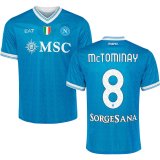 McTOMINAY #8 Napoli 1:1 Quality Home Fans Soccer Jersey 2025/26 (Have Champion Patch 胸前章 And SORGESANA 号下广告)