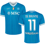 DE BRUYNE #11 Napoli 1:1 Quality Home Fans Soccer Jersey 2025/26 (Have Champion Patch 胸前章 And SORGESANA 号下广告)