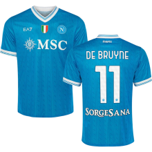 DE BRUYNE #11 Napoli 1:1 Quality Home Fans Soccer Jersey 2025/26 (Have Champion Patch 胸前章 And SORGESANA 号下广告)