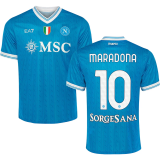 MARADONA #10 Napoli 1:1 Quality Home Fans Soccer Jersey 2025/26 (Have Champion Patch 胸前章 And SORGESANA 号下广告)