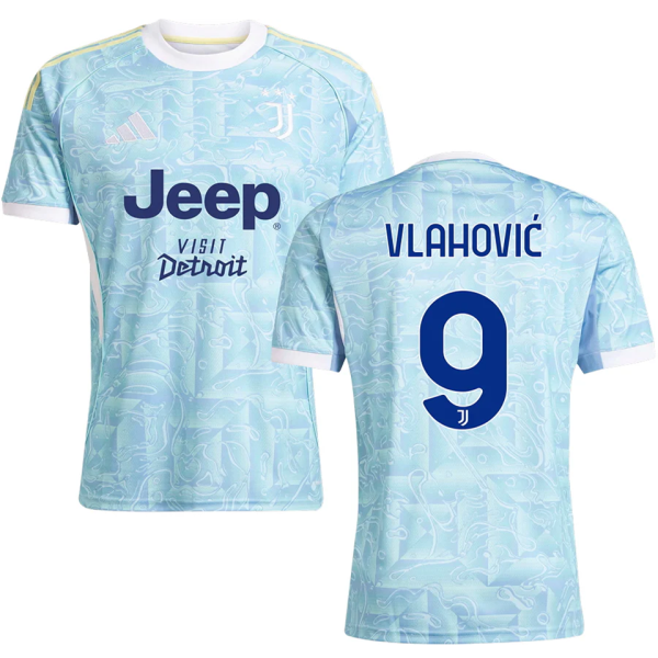 Vlahović #9 JUV 1:1 Quality Away Fans Soccer Jersey 2025/26 带胸前新广告