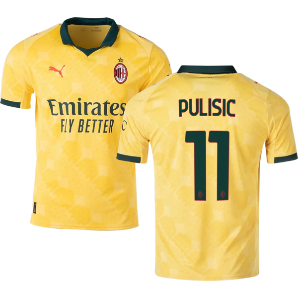 PULISIC #11  AC Milan Third Yellow Fans Soccer Jersey 2025/26