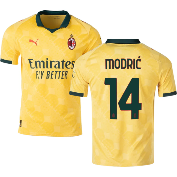 MODRIĆ #14  AC Milan Third Yellow Fans Soccer Jersey 2025/26