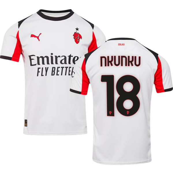 NKUNKU #18 AC Milan Away White Fans Soccer Jersey 2025/26