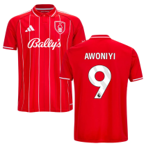 AWONIYI #9 Nottingham Forest Home Red Fans Jersey 2025/26 (League Font 联赛字体 )