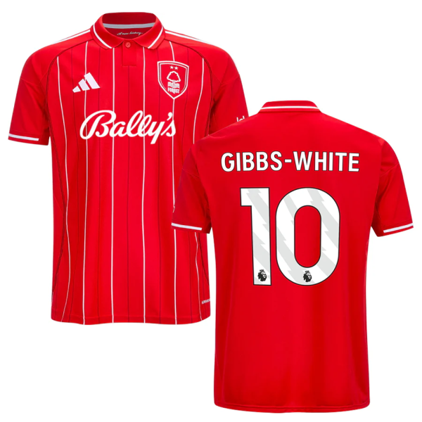 GIBBS-WHITE #10 Nottingham Forest Home Red Fans Jersey 2025/26 (League Font 联赛字体 )