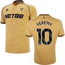 YEREMY #10 Crystal Palace Away Gold Fans Soccer Jersey 2025/26 (League Font 联赛字体 )