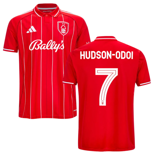 HUDSON-ODOI #7 Nottingham Forest Home Red Fans Jersey 2025/26 (CUP Font 杯赛字体 )
