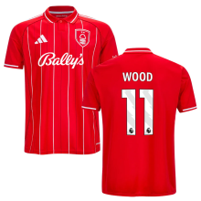 WOOD #11 Nottingham Forest Home Red Fans Jersey 2025/26 (League Font 联赛字体 )