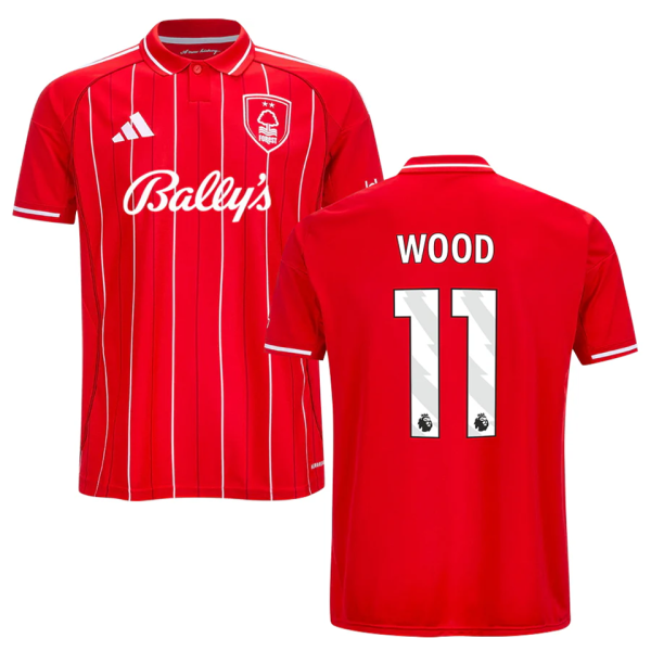 WOOD #11 Nottingham Forest Home Red Fans Jersey 2025/26 (League Font 联赛字体 )