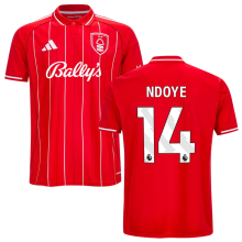 NDOYE #14 Nottingham Forest Home Red Fans Jersey 2025/26 (League Font 联赛字体 )