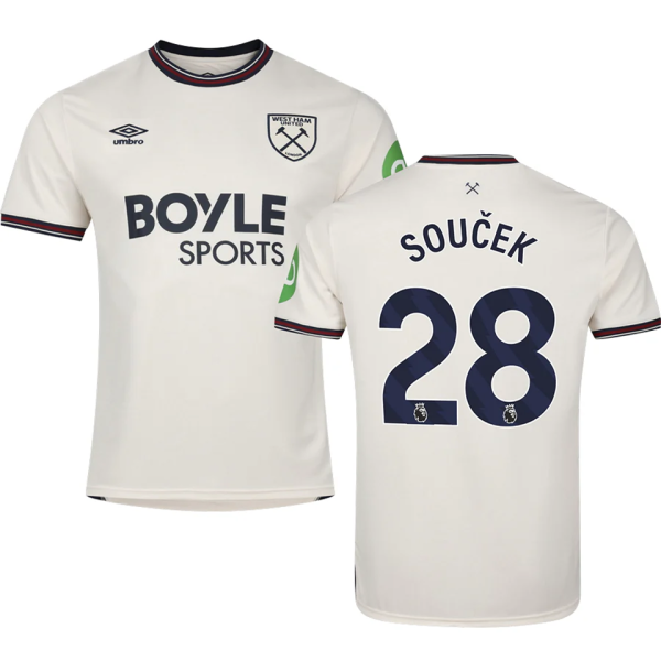 Souček #28 West Ham Away Fans Soccer Jersey 2025/26 (League Font 联赛字体 )