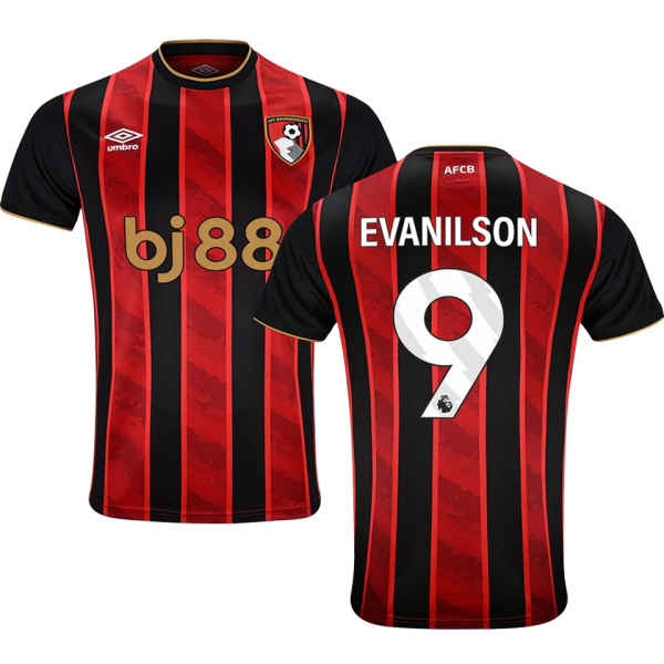 EVANILSON #9 Bournemouth Home Fans Soccer Jersey 2025/26 (League Font 联赛字体 )