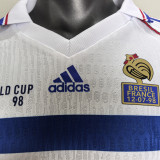 1998 France Away White Retro Player Version Soccer Jersey