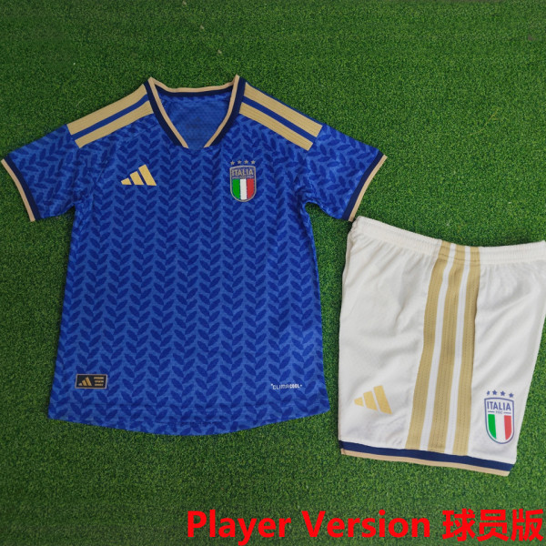 2026/27 Italy Home Blue Player Version Kids Soccer Jersey 球员版童装