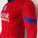 2025/26 PSG Third Red Player Version Long Sleeve Soccer Jersey