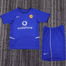 2002/03 M Utd Away Blue Retro Kids Soccer Jersey