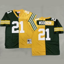 WOODSON #21 Men's Green Bay Packers Retro NFL Jersey 包装工