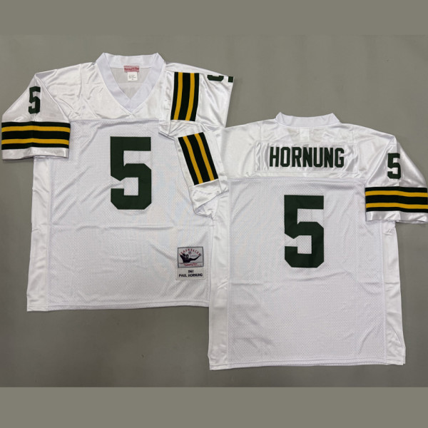 HORNUNNNG #5 Men's Green Bay Packers Retro NFL Jersey 包装工