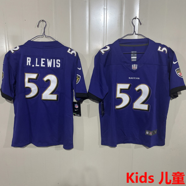 R.LEWIS #52 Baltimore Ravens Kids NFL Jersey 乌鸦