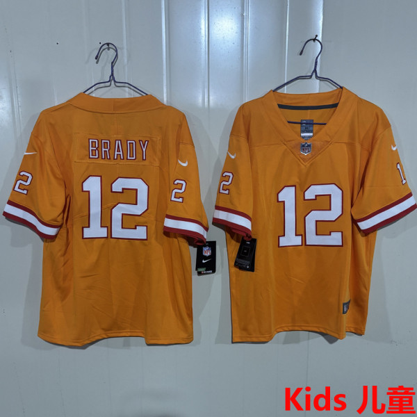 BRADY #12 Tampa Bay Buccaneers Kids NFL Jersey 海盗队