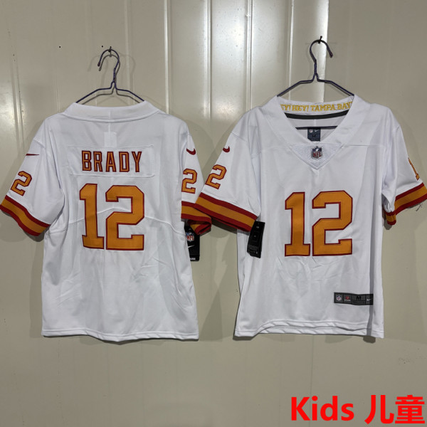 BRADY #12 Tampa Bay Buccaneers Kids NFL Jersey 海盗队