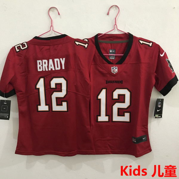 BRADY #12 Tampa Bay Buccaneers Kids NFL Jersey 海盗队