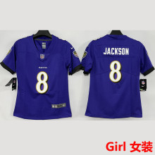 JACKSON #8 Baltimore Ravens Girl NFL Jersey 乌鸦