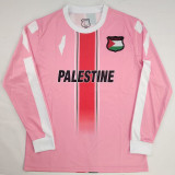 2024 Palestine Pink Long Sleeve Fans Soccer Jersey 胸前英文