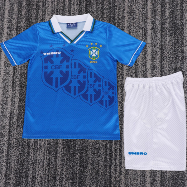 1996 Brazil Away Retro Kids Soccer Jersey