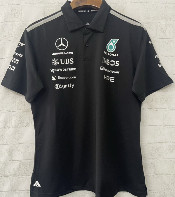 2026 Mercedes AMG Petronas F1 Black POLO Team T-Shirt  有领