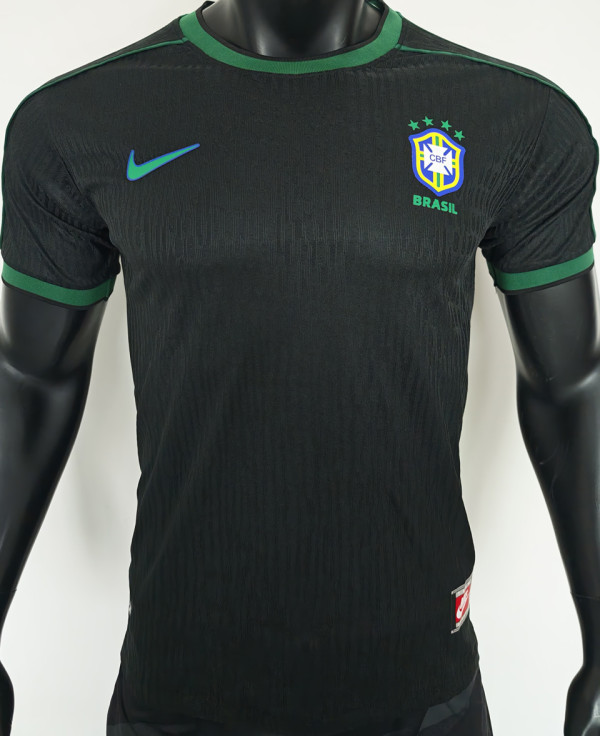 1998 Brazil Black Retro Player Version Soccer Jersey 球员版