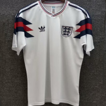1990 England White Retro Soccer Jersey