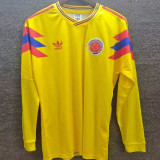1990 Colombia Home Yellow Retro Long Sleeve Soccer Jersey