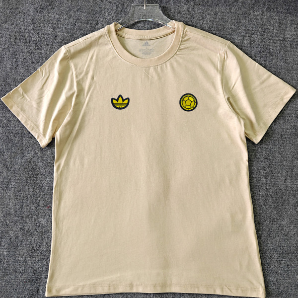 2026/27 Colombia Retro Style Pure Cotton T-Shirt 队微 黄色