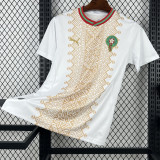 2026/27 Morocco Away White Fans Soccer Jersey (Have Right Patch 有右臂章 黑底白字）