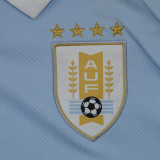 2026/27 Uruguay Home Fans Soccer Jersey (Have Right Patch 有右臂章 金底白字）
