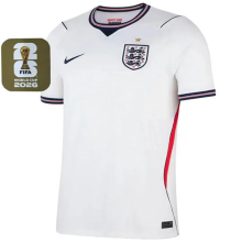 2026/27 England 1:1 Quality Home White Fans Soccer Jersey (Have Right Patch 有右臂章 金底白字）