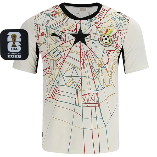2026/27 Ghana Home White Fans Soccer Jersey (Have Right Patch 有右臂章 黑底白字）