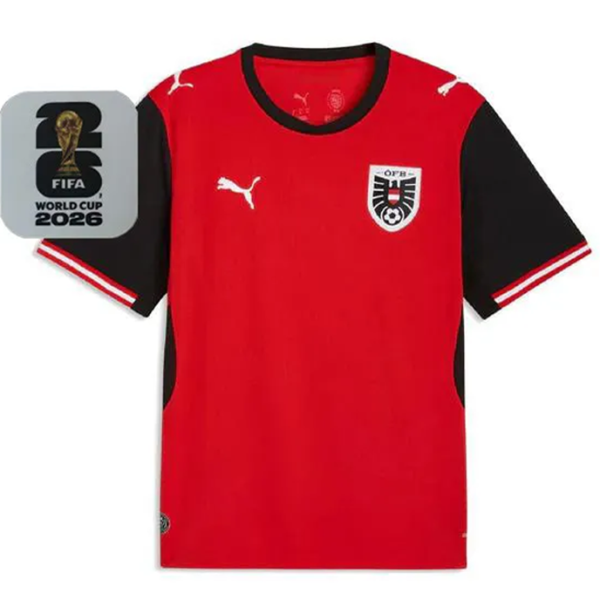 2026/27 Austria Hoem Red Fans Soccer Jersey (Have Right Patch 有右臂章 白底黑字）