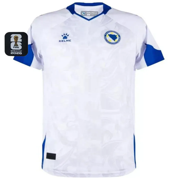 2026/27 Bosnia-Herzegovina Away White Fans Soccer Jersey 波黑 (Have Right Patch 有右臂章 黑底白字）