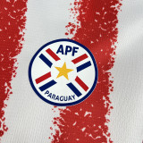 2026/27 Paraguay Home Red White Fans Soccer Jersey (Have Right Patch 有右臂章 黑底白字）