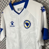 2026/27 Bosnia-Herzegovina Away White Fans Soccer Jersey 波黑 (Have Right Patch 有右臂章 黑底白字）